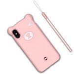 Wholesale iPhone Xr 3D Teddy Bear Design Case with Hand Strap (Pink)